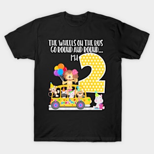 The Wheels On The Bus 2nd Birthday 2 Years Old Family Matching T-Shirt